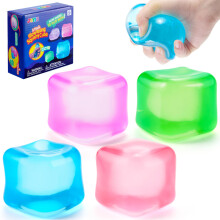 JOYIN 4 Pack Clear Stress Cube, 2'' High Density Cube Toy, Slow Rising Sensory Squishy Toys for Adults, Birthday Gifts, Party Favors, Classroom Prize