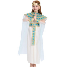 IKALI Girls Cleopatra Costume, 5 Pcs Egyptian Queen Dress Ancient Outfit for Kids Egyptian Girl World Book Day 8-10 Years