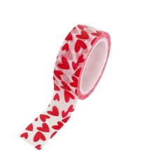 1 Roll Red Love Heart Self-adhesive Paper Tape Cute DIY Craft Decor Tape Stationery Supplies for School Valentine's Day Decor