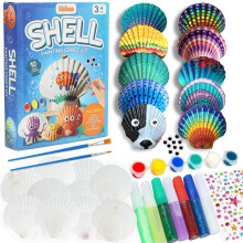 Hobee Sea Shell Painting Arts and Crafts Kit for Kids Aged 4 5 6 7 8 9 10 11 12 Year Old, Creative DIY Birthday Easter Gift For Girls and Boys, inclu