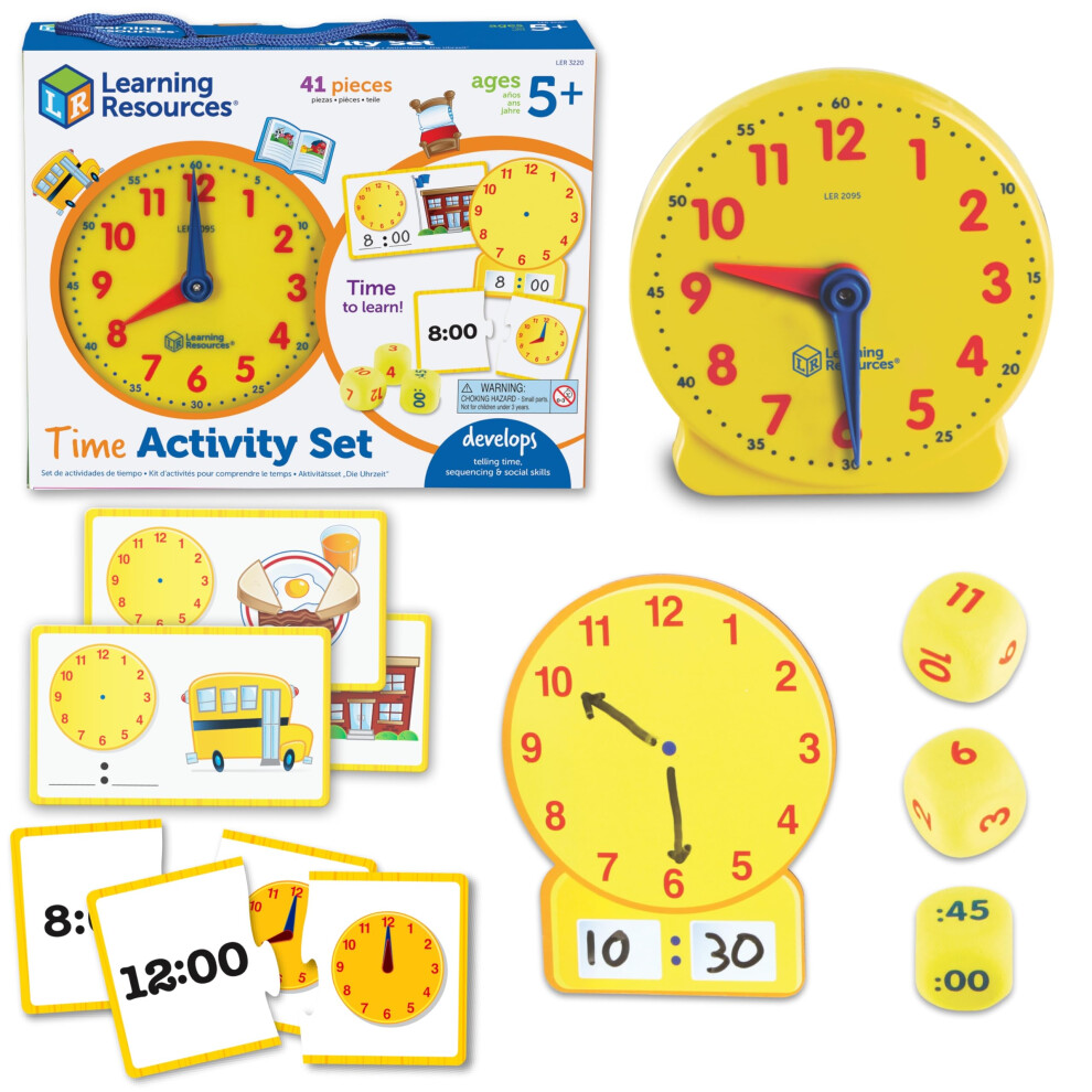 Learning Resources Time Activity Set, Ages 5–7, Teaching Time Toy, Learn To Tell Time, Homeschool Clock Kit, Analogue & Digital Activities