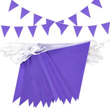 Topeedy 40m-80pcs Purple Bunting Banner, 131.2ft Purple Outdoor Waterproof Triangle Flags Supply for Birthday Party Baby Shower Wedding Festival Deco