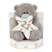 Me To You Tatty Teddy Plush 15cm-High 21st Birthday Bear On Luxury Gift Plinth - Official Collection, Grey
