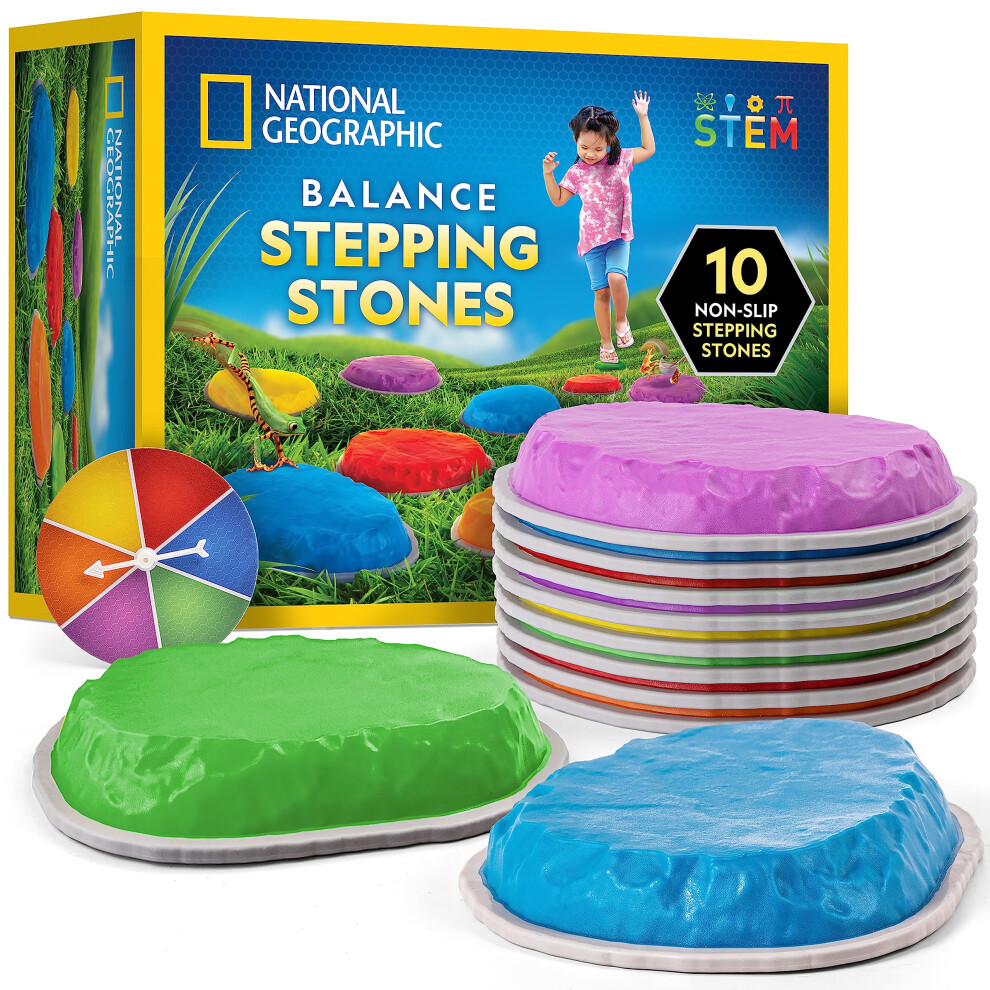 Photos - Other Toys NATIONAL GEOGRAPHIC Stepping Stones for Kids – 10 Durable, Non-Slip Stones Encourage Toddler Balance & Motor Skills