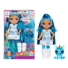 Rainbow High Littles Rainbow Fantasy Fairies & Pet - Sapphire, Blue - 14cm Posable Small Doll & Fantasy Dog Pet with Interchangeable Fairy Wings, Cut