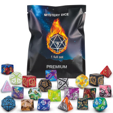 QMAY Mystery Dice, Set of 7 Polyhedral Dice, Random Style, For Dungeon and Dragons MTG Table Games RPG DND D20 D12 D10 D% D8 D6 D4 (7)
