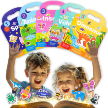 5 Pack Reusable Sticker Book - Childrens Books and Plane Activities for Kids - Toddler Books and Travel Activity Packs for Kids - Dinosaur Sticker Bo