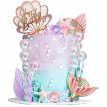 Ptyism 34 Pcs Mermaid Cake Topper,Mermaid Cake Decorations丨Mermaid Cupcake Toppers,Mermaid Cake Toppers for Girls Mermaid Theme Party Cake Decor