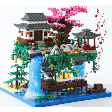 Yushinv Cherry Blossom Tree Building Set,Original Music Cherry Blossom Tree House(type :symphony), Japanese Sakura Tree House Lights Building Kit 332
