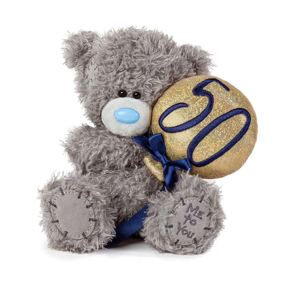 Me To You Grey Tatty Teddy 50Th Birthday Bear Holding A 50 Balloon - Official Collection,