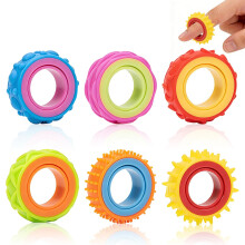 6 PCS Fidget Rings Color, Fidget Toys Anxiety Relief Spinner, Fidgets Sensory Rings Textured Finger Spinner Ring for Office decompression and stress