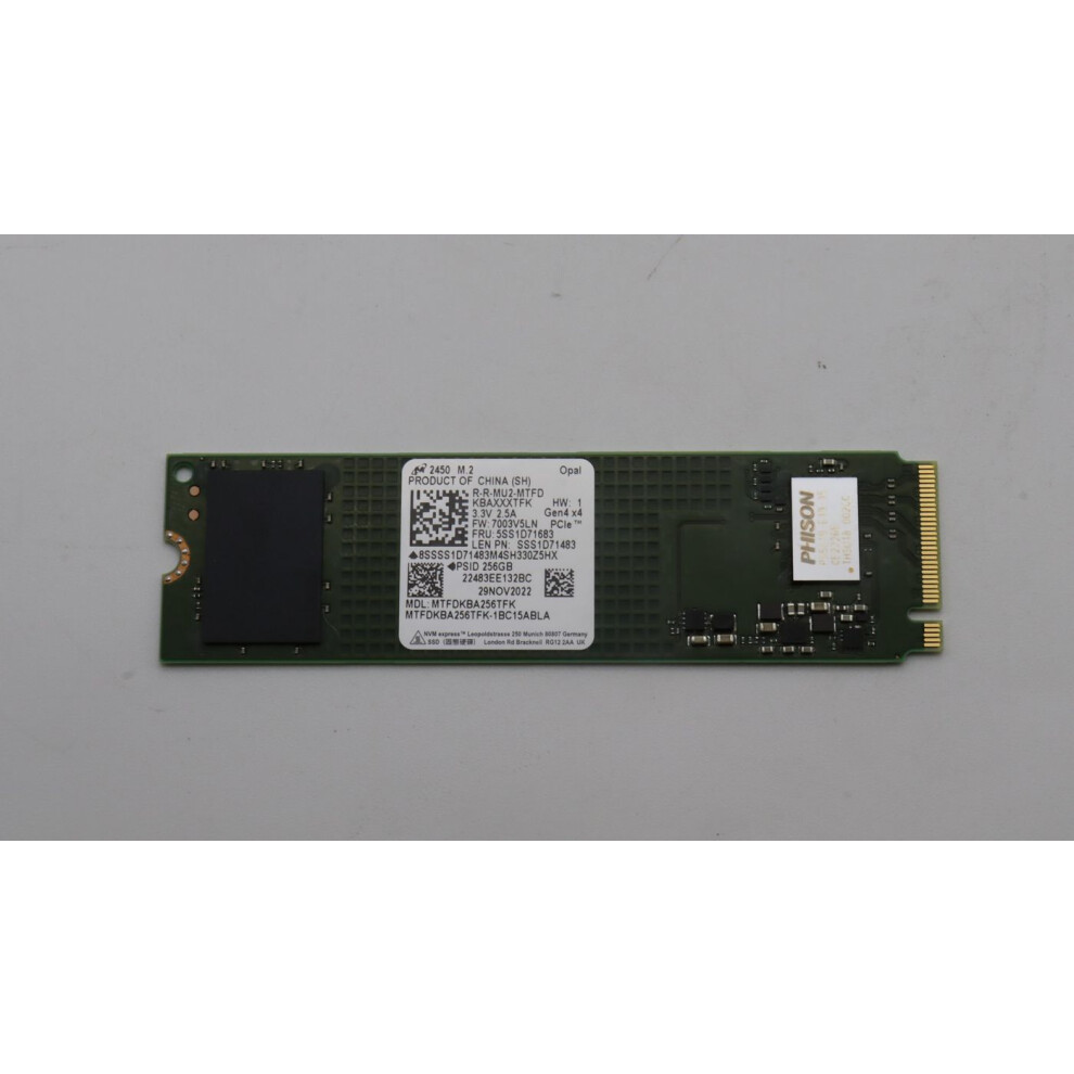 Lenovo 256Gb Nvme Ssd M.2 2280 Form Factor Pcie 4X4 Interface Opal Compliant For Enhanced Security.