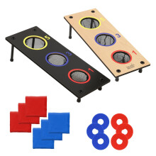 Taylor & Brown 2-in-1 Wooden Bean Bag Toss and Washer Pitch Set | Reversible Board | with 6 Bean Bags & 6 Washers | Outdoor Throwing Game | Family Fu