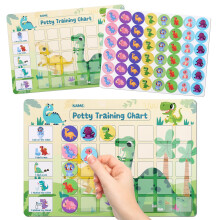 GWHOLE Potty Training Reward Chart for Toddlers,Magnetic Dinosaur Toilet Training Chart with 48 Reusable Stickers for Boys,Wipe-Clean