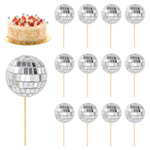 12Pcs Cake Decoration Mini Disco Balls Cake Toppers Easy to Operate Disco Ball Cake Topper Stylish Disco Balls for Cake Decorating can Adorn Cakes Cu