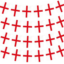 10m/33ft England Bunting With 30 Flags, World Cup Football 2026 England Flag Bunting St George's Cross Bunting Banner Decorations for World Cup Footb