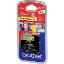 Brother 9mm black on yellow plastic tape non-laminated 8m