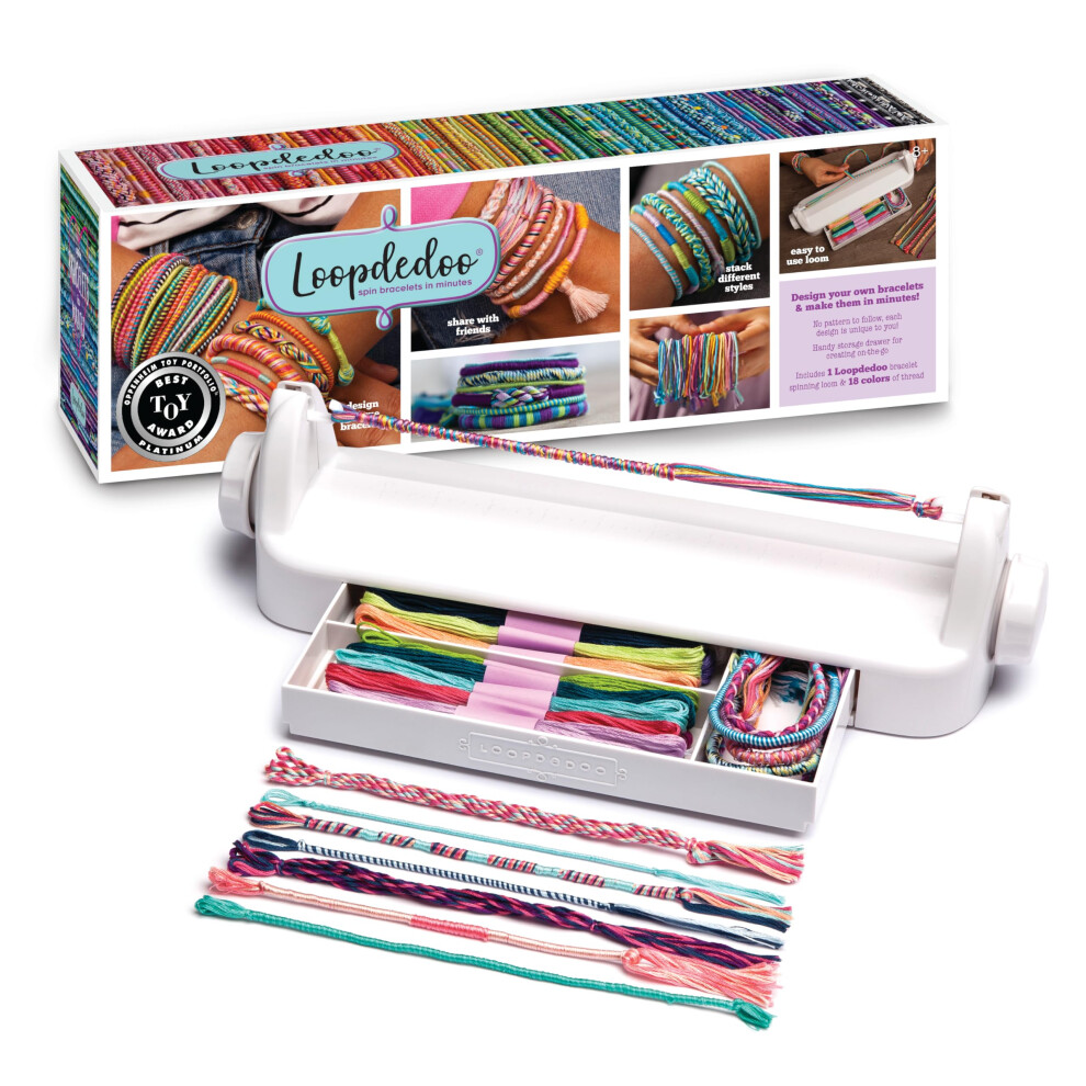Playmonster Loopdedoo Friendship Bracelet Maker | Design Unique Bracelets & Share With Your Friends | Includes 18 Colours Of Threads | For Ages 8+