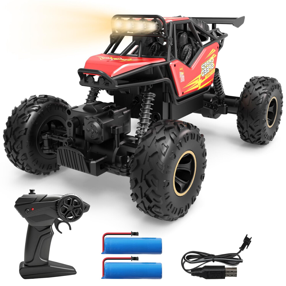 Photos - Toy Car DEERC Remote Control Car 1:14 Scale, 4WD Rock Crawler Off Road RC Truck with LED Lights & Dual Batteries, All Terrain RC Car