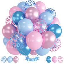 Pink Blue Balloons Pastel Blue Pink Confetti Balloons Gender Reveal Boys or Girls Theme Metallic Light pink and blue Latex Balloon Set for Bridal Sho