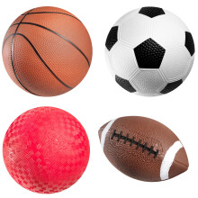 Sports Balls With Hand Pump For Kids - (pack Of 4) 12.7cm Diameter Rubber Sport Ball Toy Set Includes Mini Kids Football, Soccer Ball, Basketball And