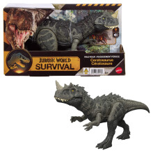 Mattel Jurassic World Wild Roar Ceratosaurus Dinosaur Action Figure Toy with Chomp Attack, Light Up Feature & Roar Sound, Scan Code for Digital Play,
