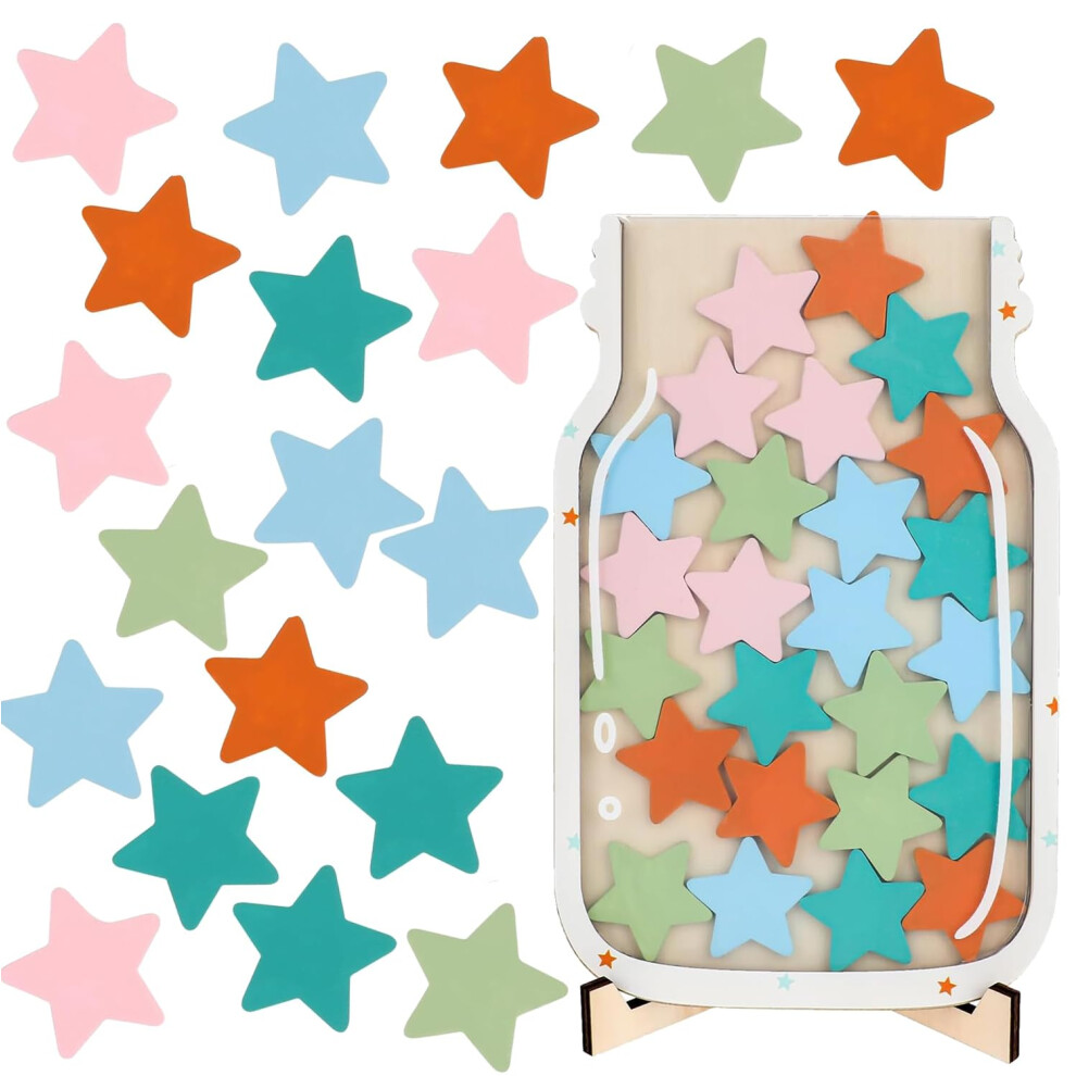 Ckcshi Pink Star Reward Jar, Reward Incentive Jar With Stars, Good Behaviour Chart Reward Pot, Reward Incentive Jar With Stars, Star Jar Reward System For H