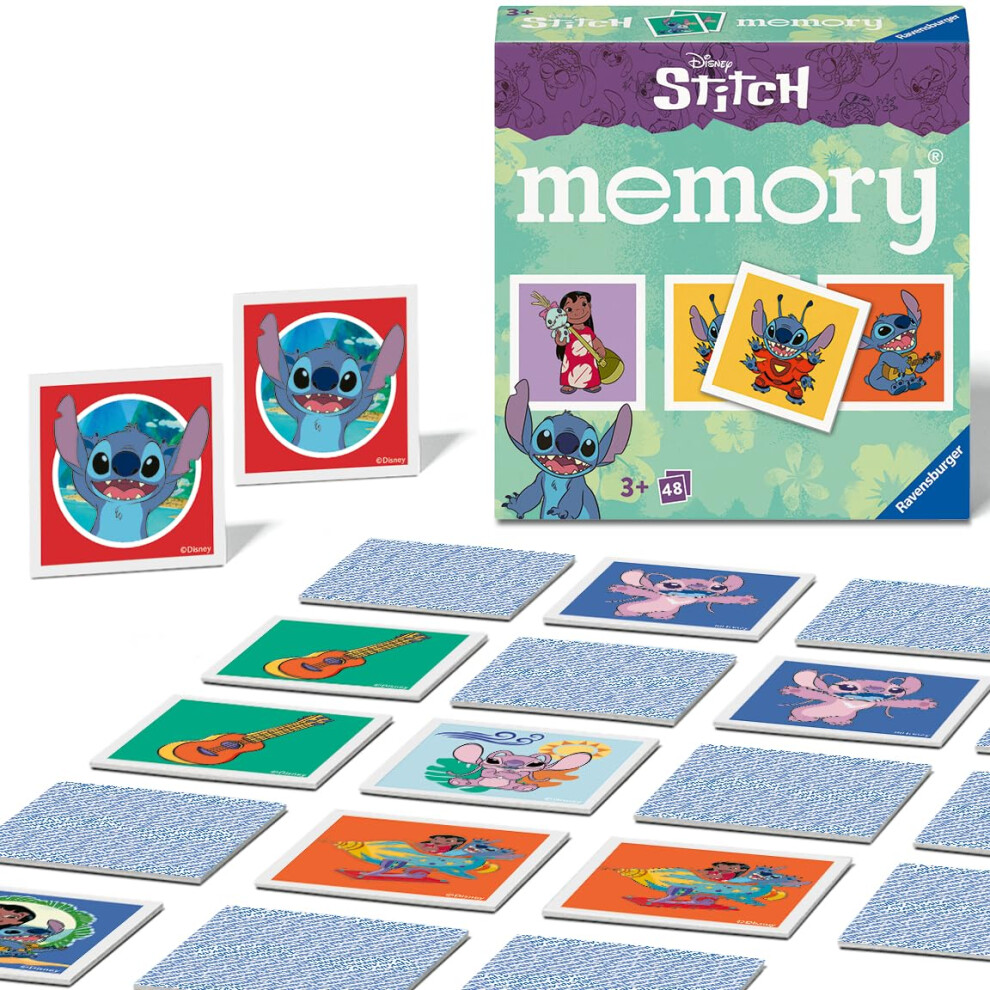 Ravensburger Disney Stitch Mini Memory Game - Matching Picture Snap Pairs Game For Kids Age 3 Years Up