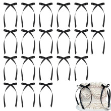20pcs black bows for cake,black ribbon cake bows Topper decorations,for Kids Girls Women Birthday Wedding Anniversary Baby Shower Christmas Tree Deco