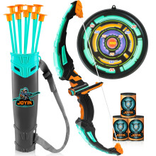 JOYIN Bow and Arrow Archery Toy Set with Flashing LED Lights for Kids, Light Up Archery Play Set with Luminous Bow, 9 Suction Cups Arrows, Targets, a