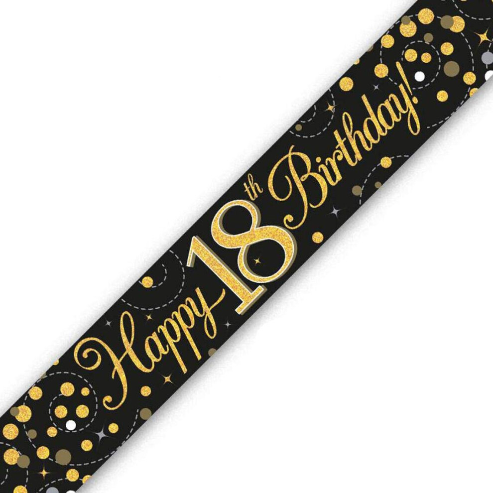 Oaktree Black/Gold 9Ft Banner Sparkling Fizz 18Th Birthday & Holographic
