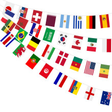 AhfuLife World Flags Bunting for World Cup Football Decorations, 32 Countries Flags Double Sides Fabric Bunting for World Cup Euro Football Olympic B