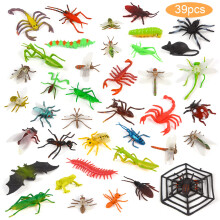 ZALAON Bug Toys for Kids, 39 Pieces Plastic Realistic Insects Mini Beasts for Toddlers Education Dragonflies Ants Bats Scorpions Halloween Toys For P