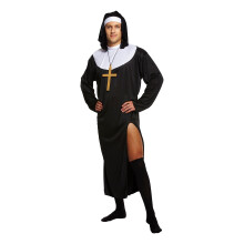 HENBRANDT Adult Men’s Nun Fancy Dress Costume Male Nuns Religious Habit with Black Nun Headpiece Novelty Cosplay Dress Up Outfit One Size Mens Fancy