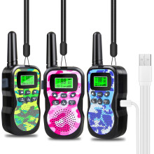 JUAUO 3PCS Walkie Talkies for Kids Rechargeable, Camouflage Exterior 8 Channels 2 Way Radio for 3-12 Year Old Girls Boys Birthday Presents Christmas