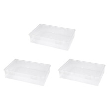 3X Boîte de Rangement Carrée Transparente en Plastique pour Dossiers