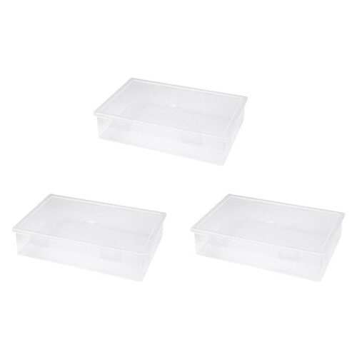 3X Plastic File Organizer Transparent Square Storage Box Storage Box File Storage Box S