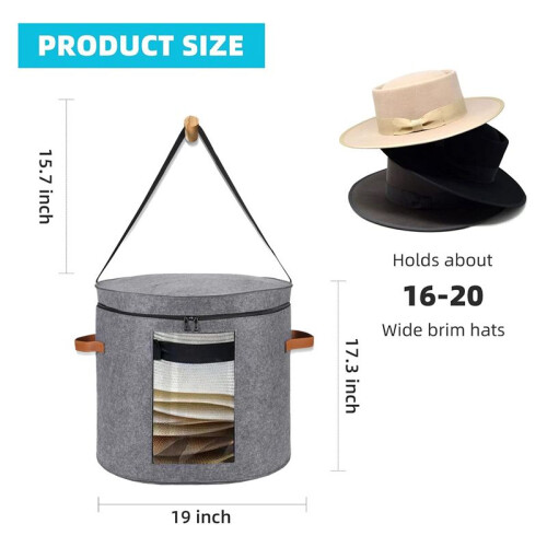 Huge Hat Boxes for Women Storage Foldable Hat Storage Boxes with Shoulder Strap & 2 Handles - Hat Boxes for Travel 2