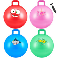 Sinmoe 4 Pcs Hopper Balls for Kids Age 3-8, 20 Inch Inflatable Jumping Bouncy Ball with Handle Hopper with Pump for Games Outdoor Indoor Sports Exerc