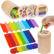 Joozmui Montessori Wooden Toys for 1 2 3 Years Boys Girls, 3 In 1 Montessori Wooden Activity and Development Toy for Boys Girls Toddler Toys Age 1 2