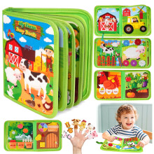 Toys for 1-2-3 Year Old Boys Girls Toddler: Montessori Busy Board for 1 2 3 4 Year Old Boy Girl Gifts | 1st Birthday Present Animal Farm Busy Book fo