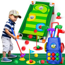 Doloowee Kids Golf Clubs, Toddler Golf Set with 6 Balls, 4 golf clubs, 1 Cornhole Board & Putting Mat, Kids Golf Set Mini Golf Set Toddler Toys Gift