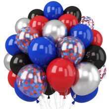 Red Blue Black Balloon, 12 Inch Spider Party Decorations, Matte Red Black and Royal Blue Latex Balloons with Confetti Balloons for Kids Boys Spider H