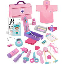 Lehoo Castle Doctors Set for Kids, 3 Year Old Girl Toys, Wooden Kids Doctors Kit with Nurses Costume, Toys for Girls 3+ Years(Pink)