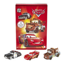 Mattel Disney and Pixar Cars Toys, Radiator Springs 3-Pack with Lightning McQueen, Mater and Sheriff Die-Cast Toy Cars, HBW14