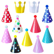 Jiosdo Birthday Party Hats, 11Pcs Cone Birthday Hats with Pom Poms, DIY Birthday Crown Paper Hats Christmas New Year Party Hats for Adults Kids Pets