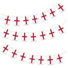 AKH England Bunting | 3.6m / 12ft | Fabric St George Cross Bunting | Double Sided Printed 12pcs England Flags | England Bunting for St George's Day