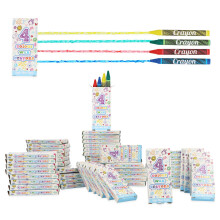 HENBRANDT 24 x Mini Kids Crayons Pack of 4 Assorted Colours Children’s Stocking Fillers Wedding Activity Pack Birthday Loot Bag Party Favours Boys a