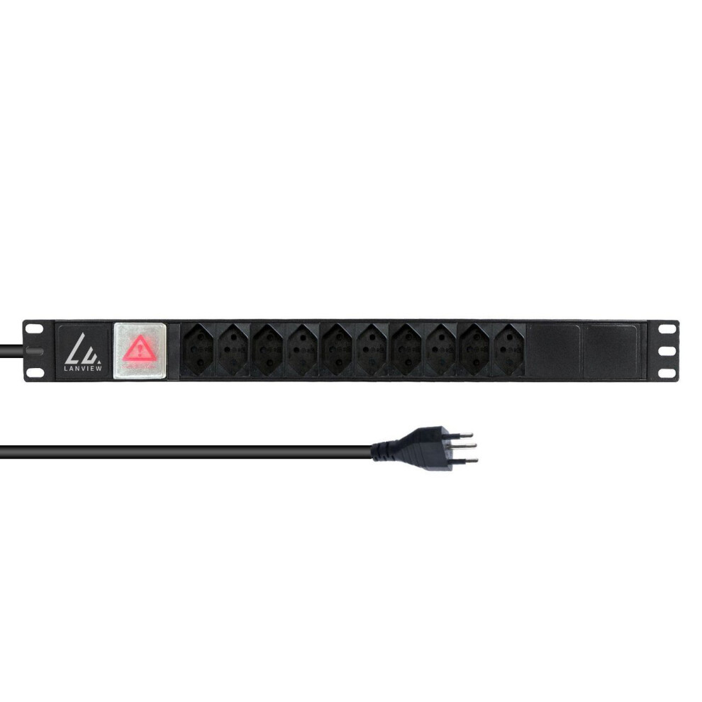Lanview 19" Rack Mount Power Strip 2M 10A With 10 X Swiss Type J Socket 5715063362846