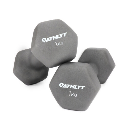 Athlyt Neoprene Dumbbell Set, 2 x 1kg, Grey